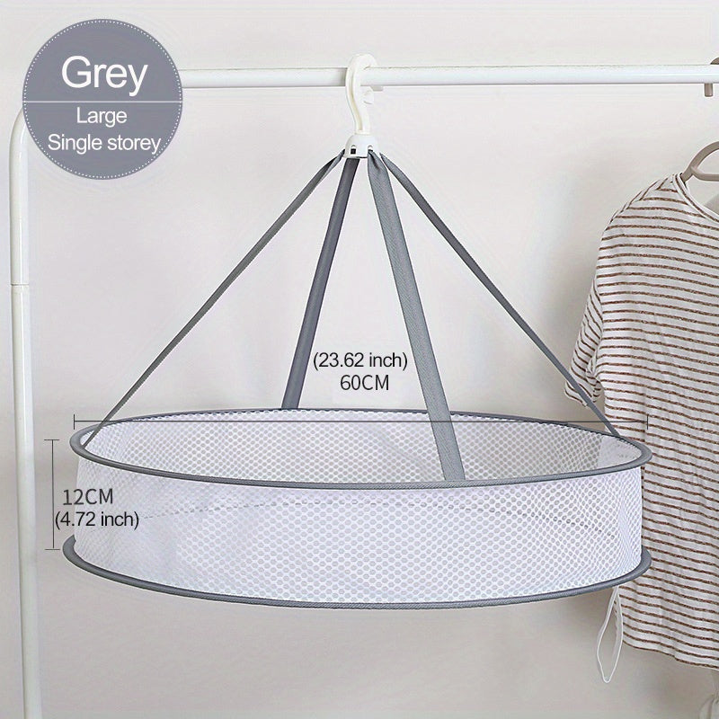 Foldable Hanging Sweater Drying Net with Anti-Deformation Basket for Shirts Socks Underwear