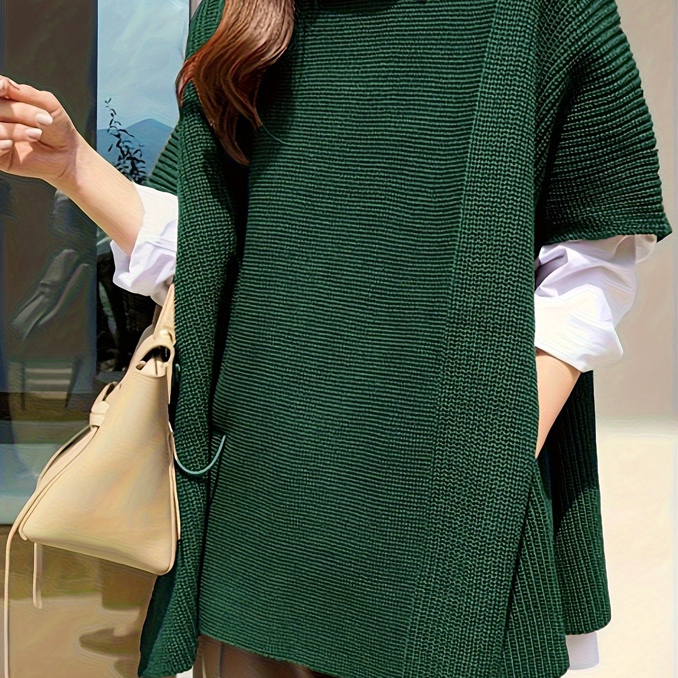 Women's Plus Size Short Sleeve Crew Neck Sweater with Side Seams