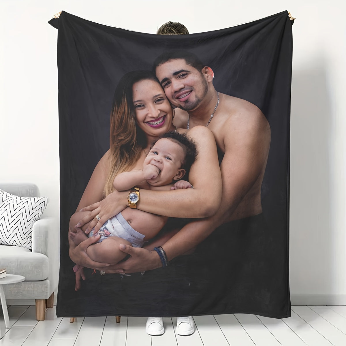 Personalized Photo Flannel Blanket Soft Cozy Polyester Throw for Home Decor Gifts