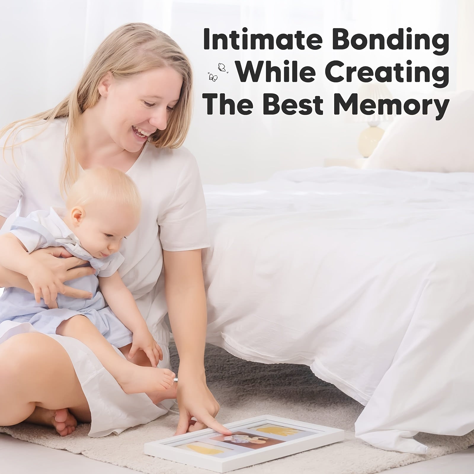 White Handprint and Footprint Keepsake Frame for Baby and Toddler Memories