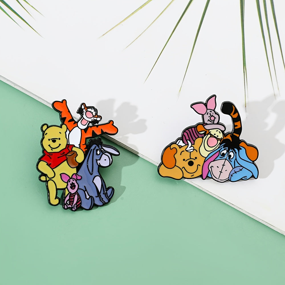 Set of 3 Enamel Brooch Pins Cartoon Character Badges for Clothing and Backpacks