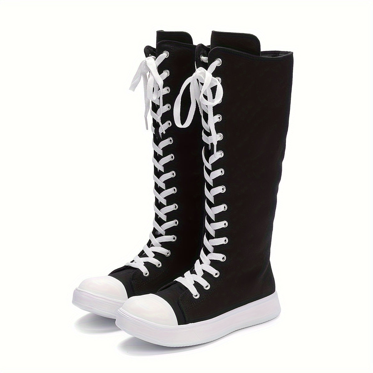 Women's Casual High-Top Sneakers with Side Zipper, Breathable Fabric