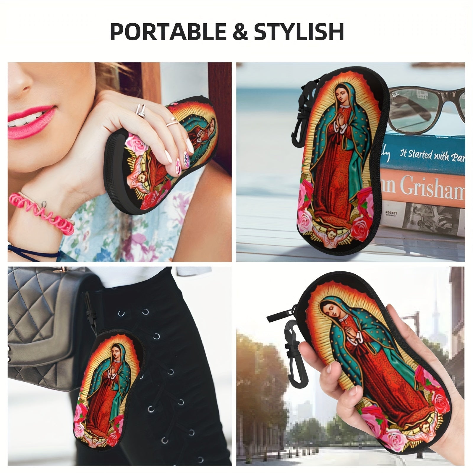 Портативный держатель для очков с ключницей с изображением Нашей Госпожи Гваделупской и Марии Назаретской, ультралегкий защитный чехол из неопрена для мужчин и женщин