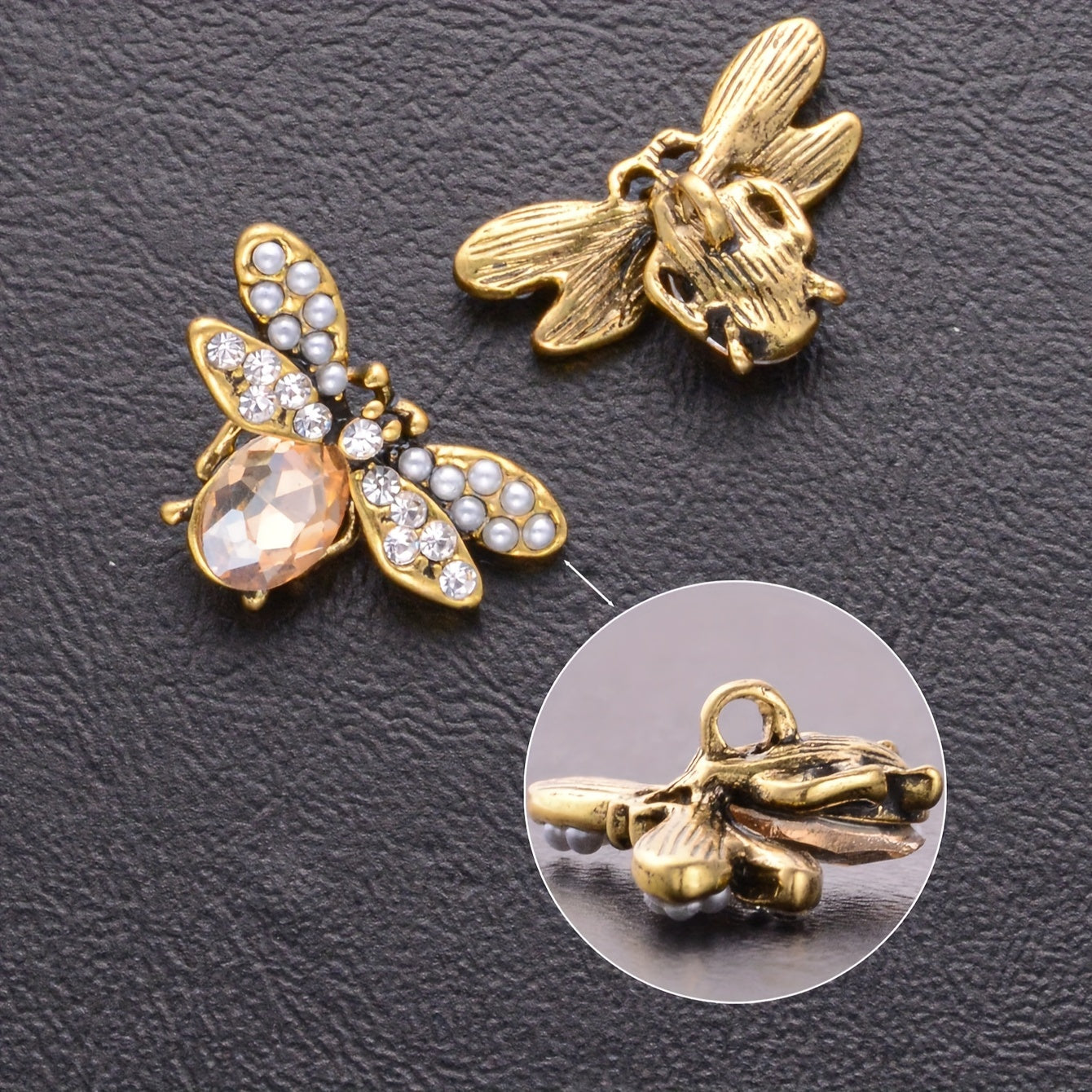 Set of 4 DIY Jewelry Bee Buttons for Clothing Accessories Small Fragrance Wind Coat Buttons