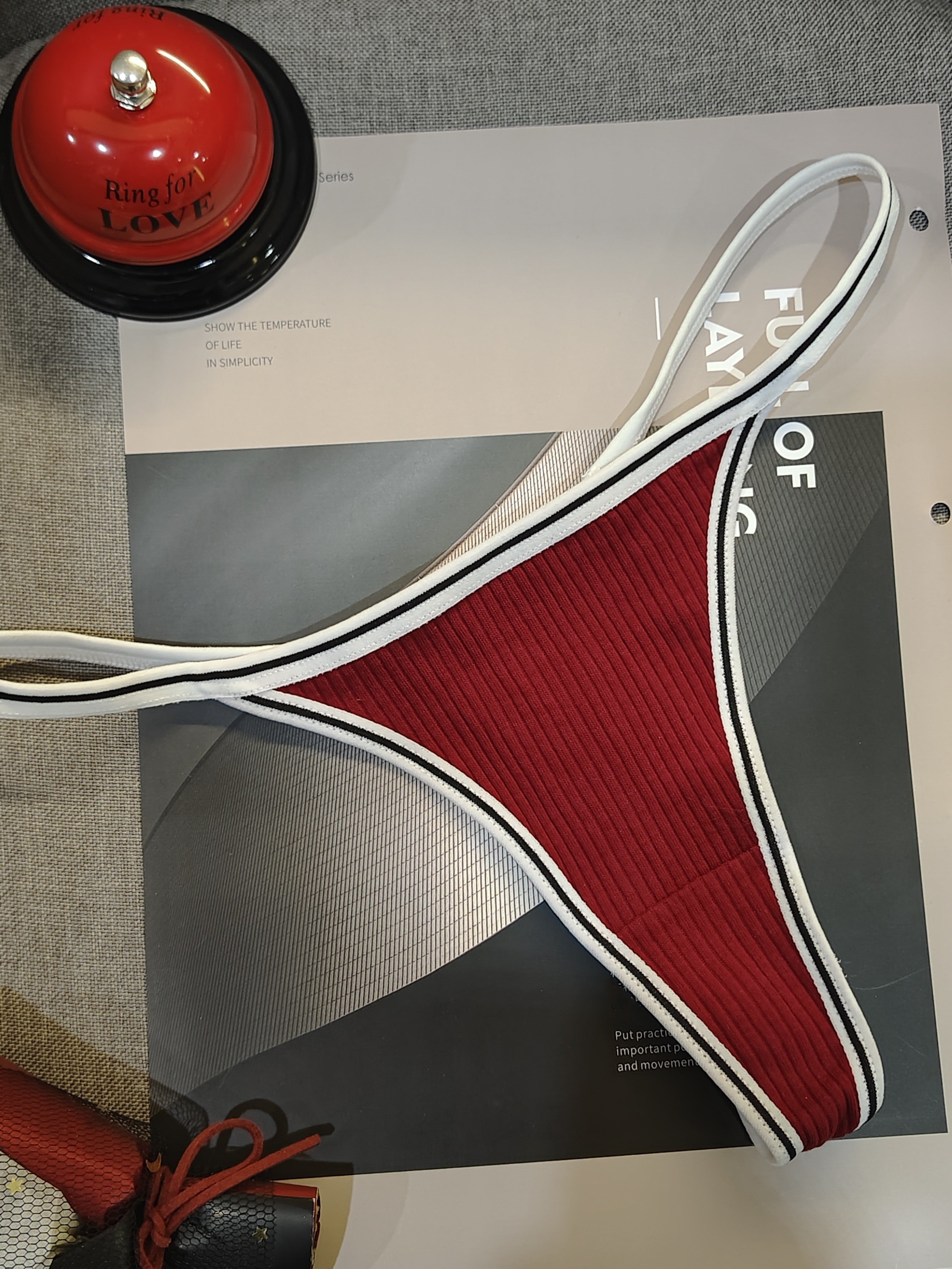 Women's Low Waist Thongs with Colorblock Stripe Print Lingerie