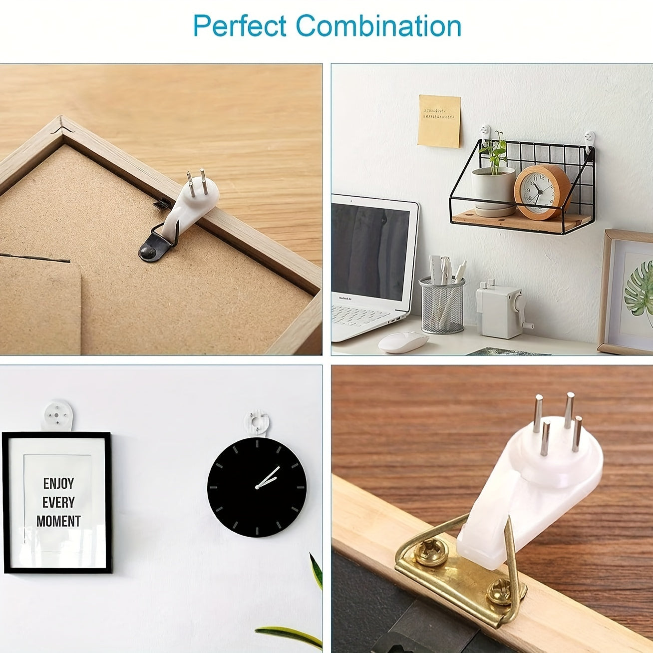 20-Pack Traceless Wall Hooks for Hanging Paintings and Photos with Frame Hooks