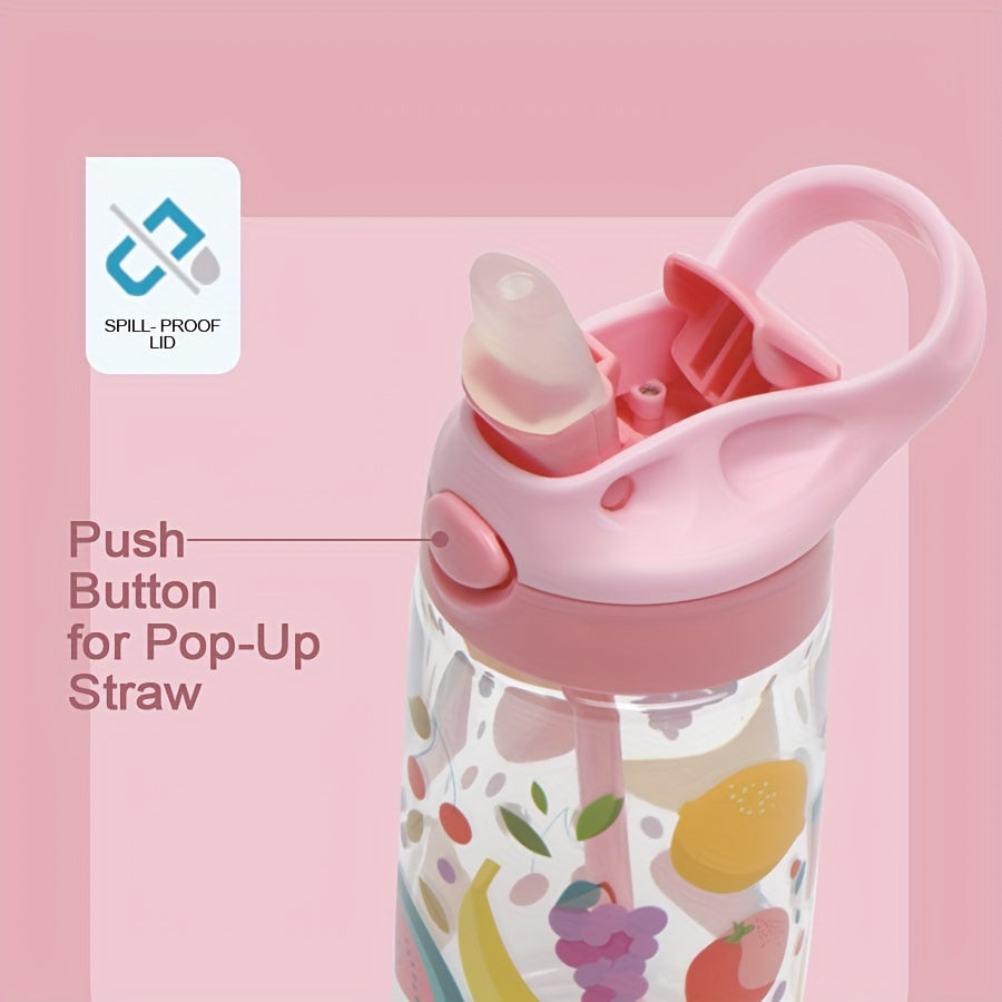 Bolalar uchun 500ml BPA-siz plastmassa suv shishasi, multfilm dizayni va quvurlar bilan