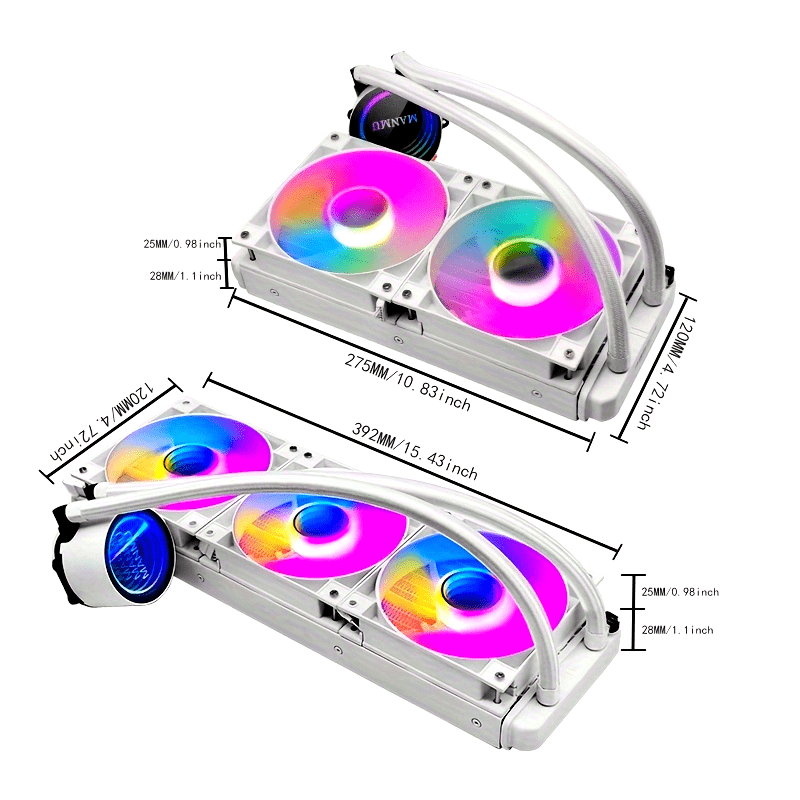 White Water Cooler CPU Cooler RGB ARGB Water Cooling Radiator for LGA 1700 2011 AM4 AM5