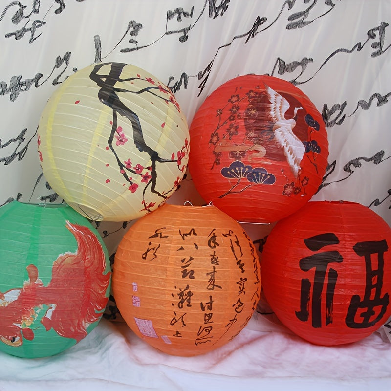 Faroles chinos de estilo antiguo para el Festival de Medio Otoño y el Día Nacional con temas de ciruelo, orquídea, bambú y crisantemo