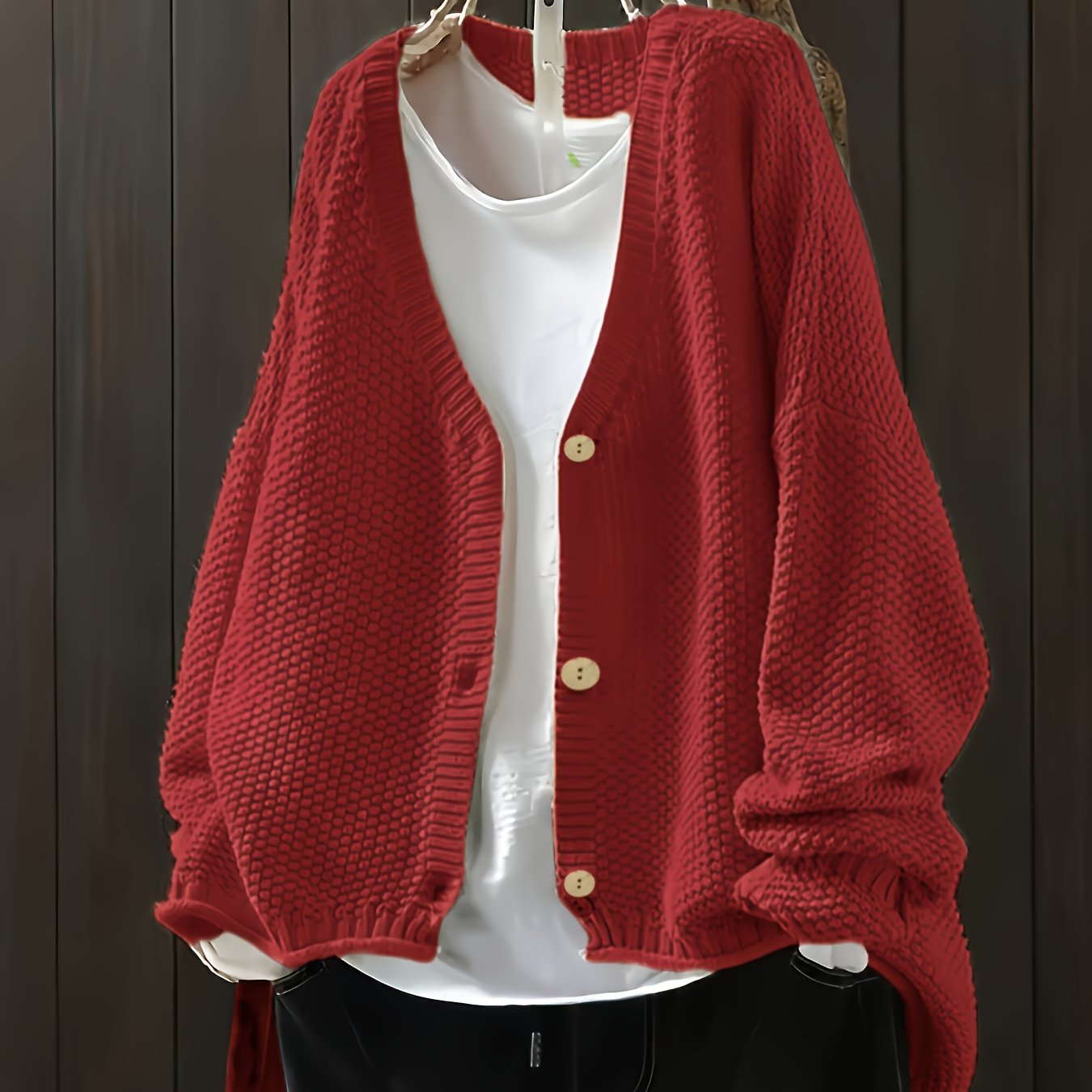 Plus Size Knit Cardigan Women Long Sleeve Button Fall Winter Casual