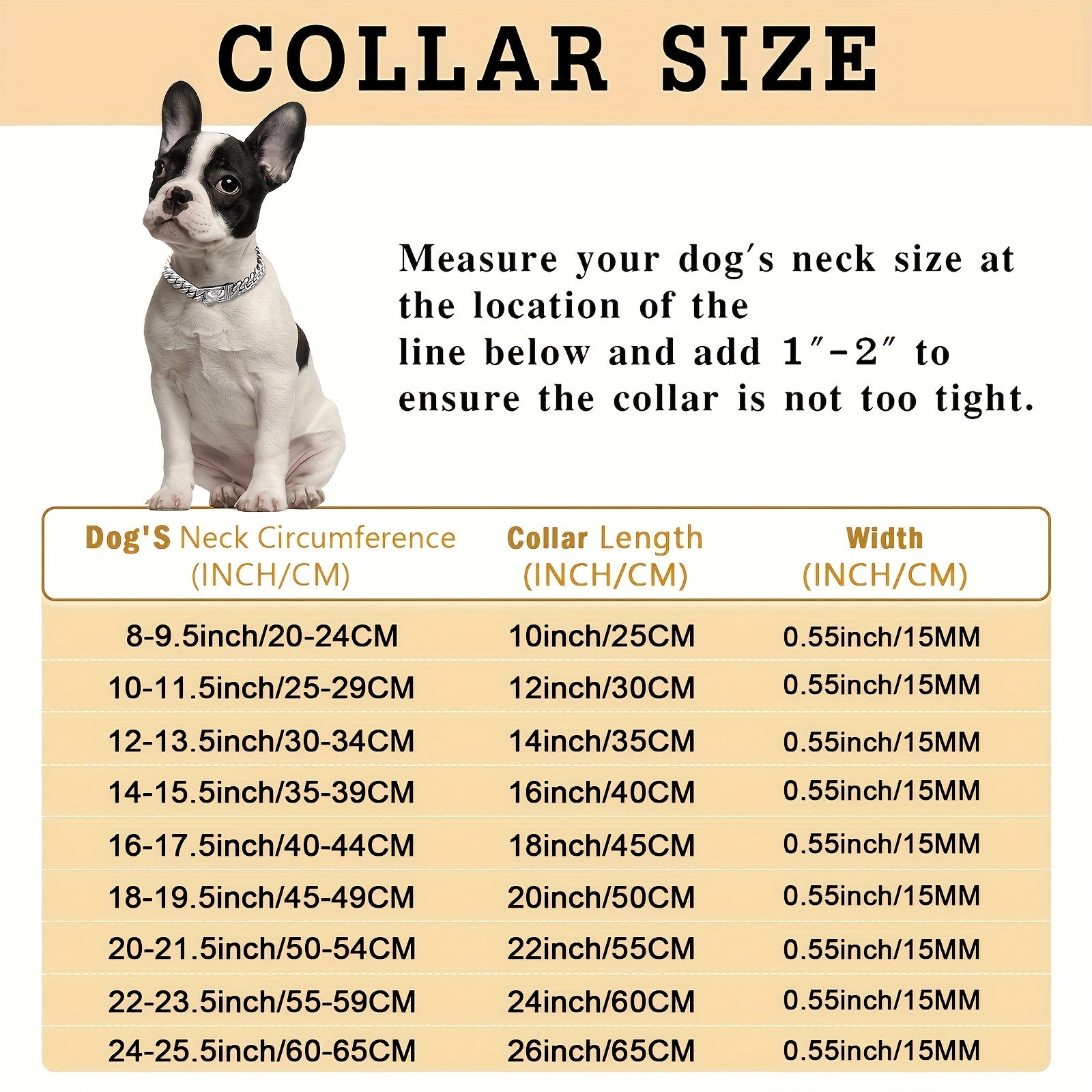 Stainless Steel Dog Collar with Gold Chain Waterproof Anti-Chew Durable Pet Accessory