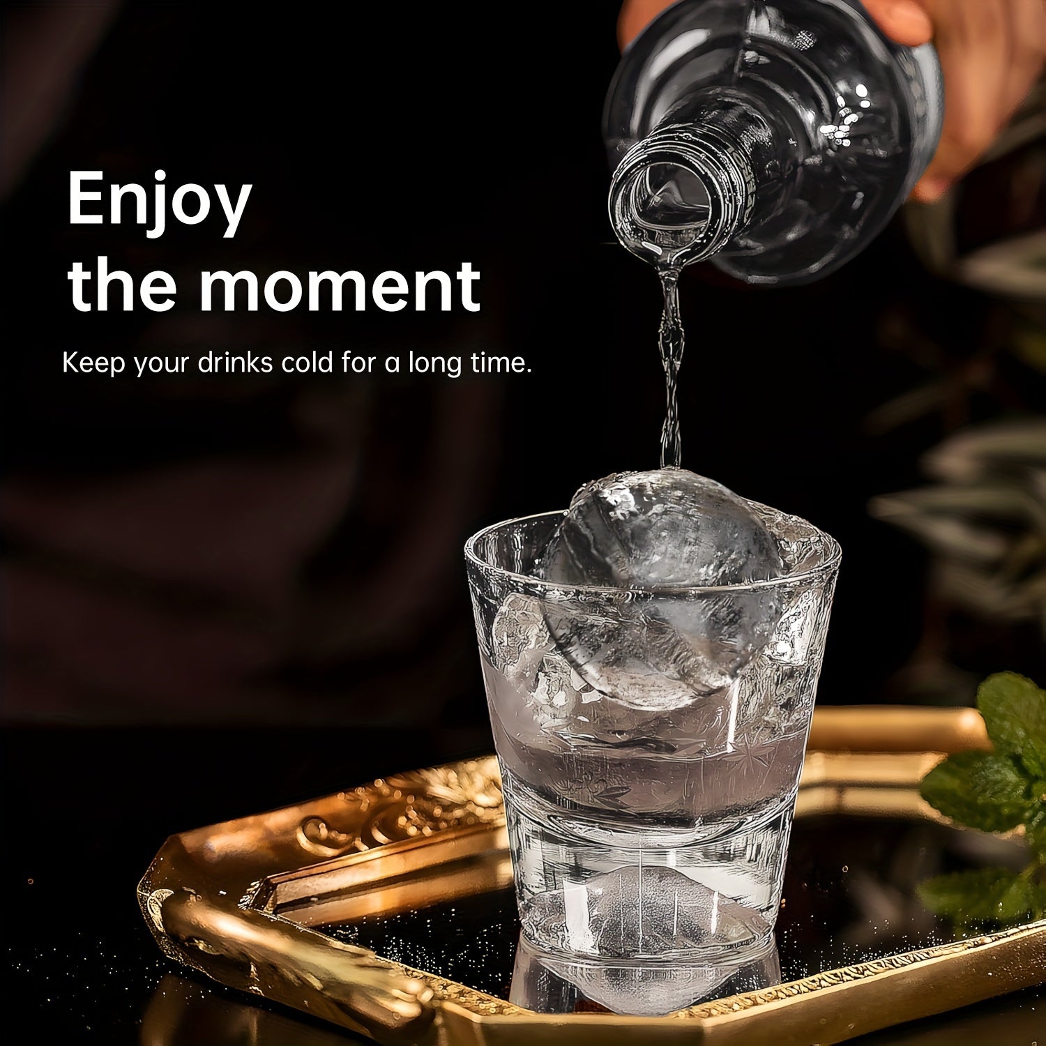 Ice Cube Tray with Funnel for Ice Balls Large Silicone Mould for Cocktails Whiskey Bourbon Juice