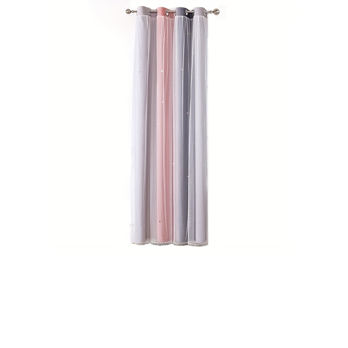 Эта занавеска с двойным слоем и люверсами украшена узором из звезд в виде радуги, идеально подходящим для добавления игривого акцента в вашу детскую, спальню или гостиную. Улучшите декор вашего дома с помощью этой очаровательной панельной занавески.