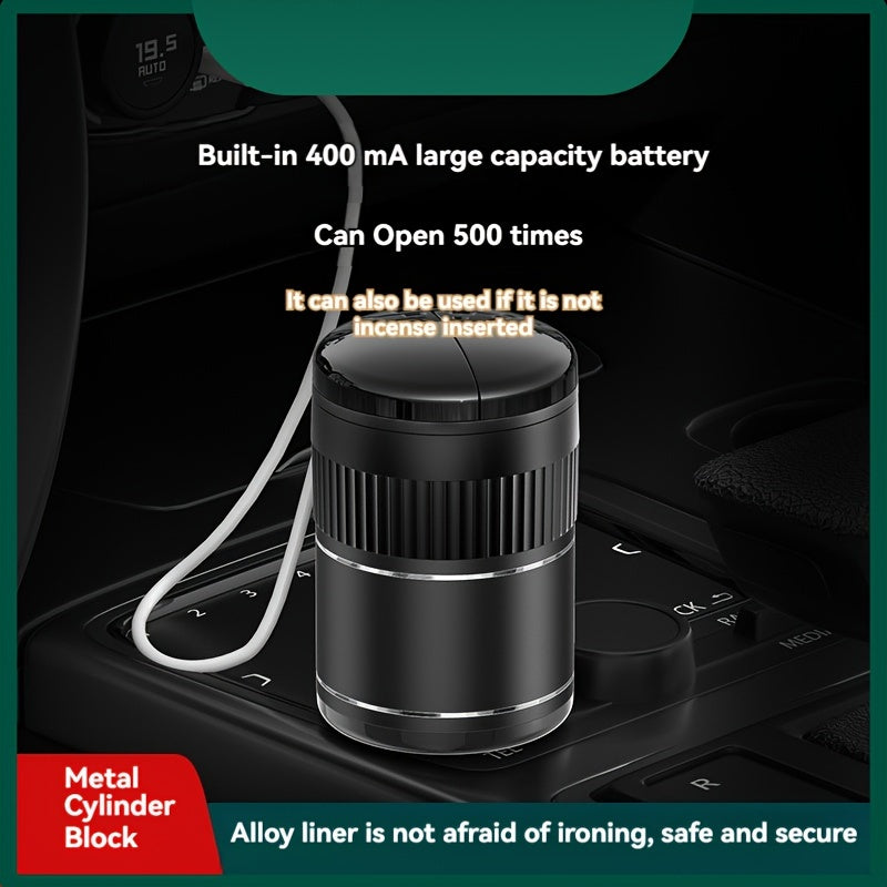 Универсальная автомобильная пепельница с инфракрасной автоматической крышкой, черный металл, аккумуляторная