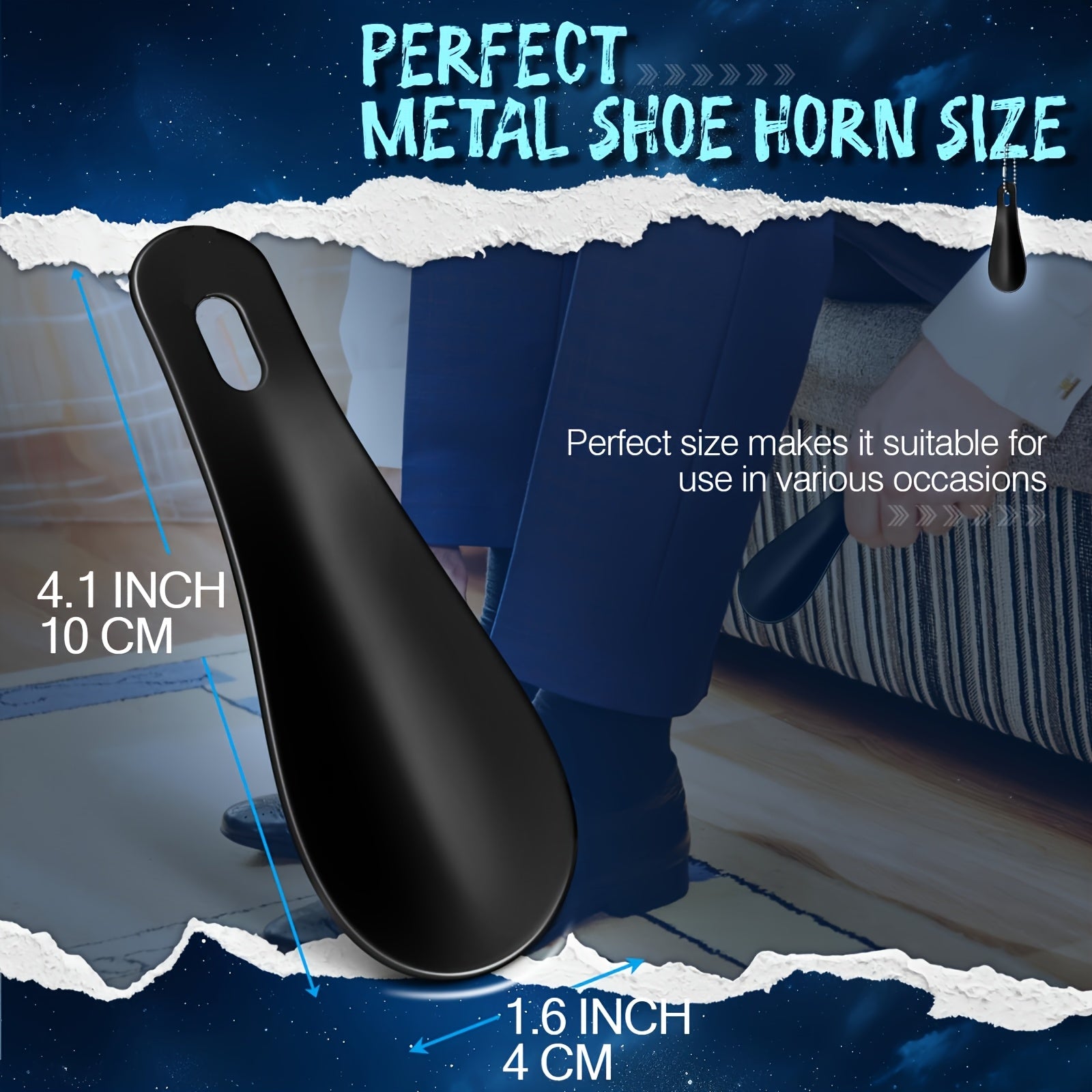 Mini Steel Shoe Horn for Men Women Kids, Travel Size 10.3cm Durable