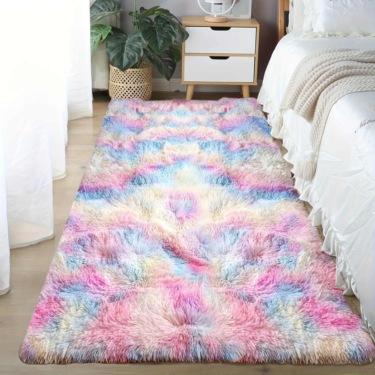 Soft Plush Drum Carpet Area Rug Non-Slip Washable Fabric Bedroom Living Room Dorm Decor