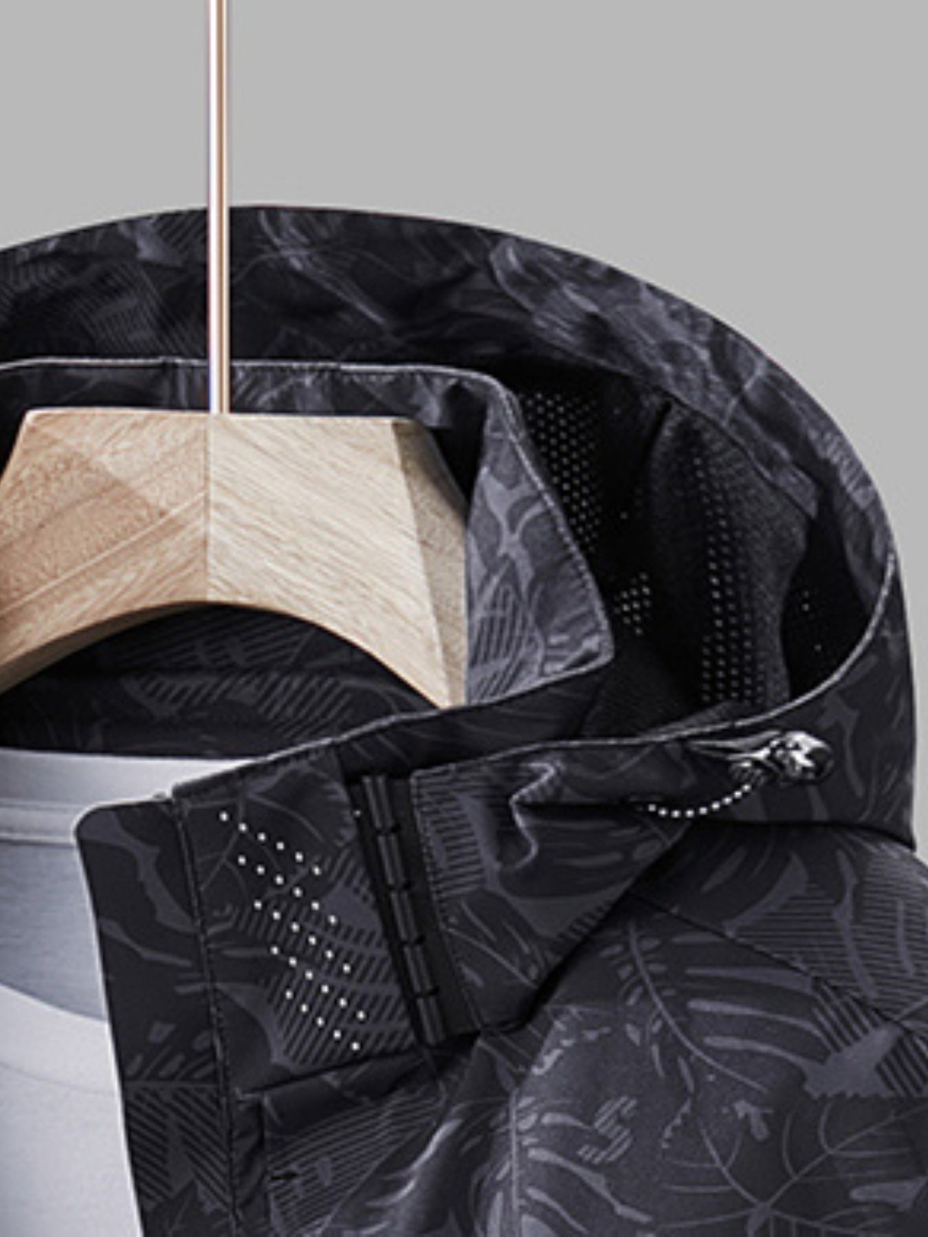 Women's Waterproof Windbreaker Jacket with Zipper Stand Collar and Random Print