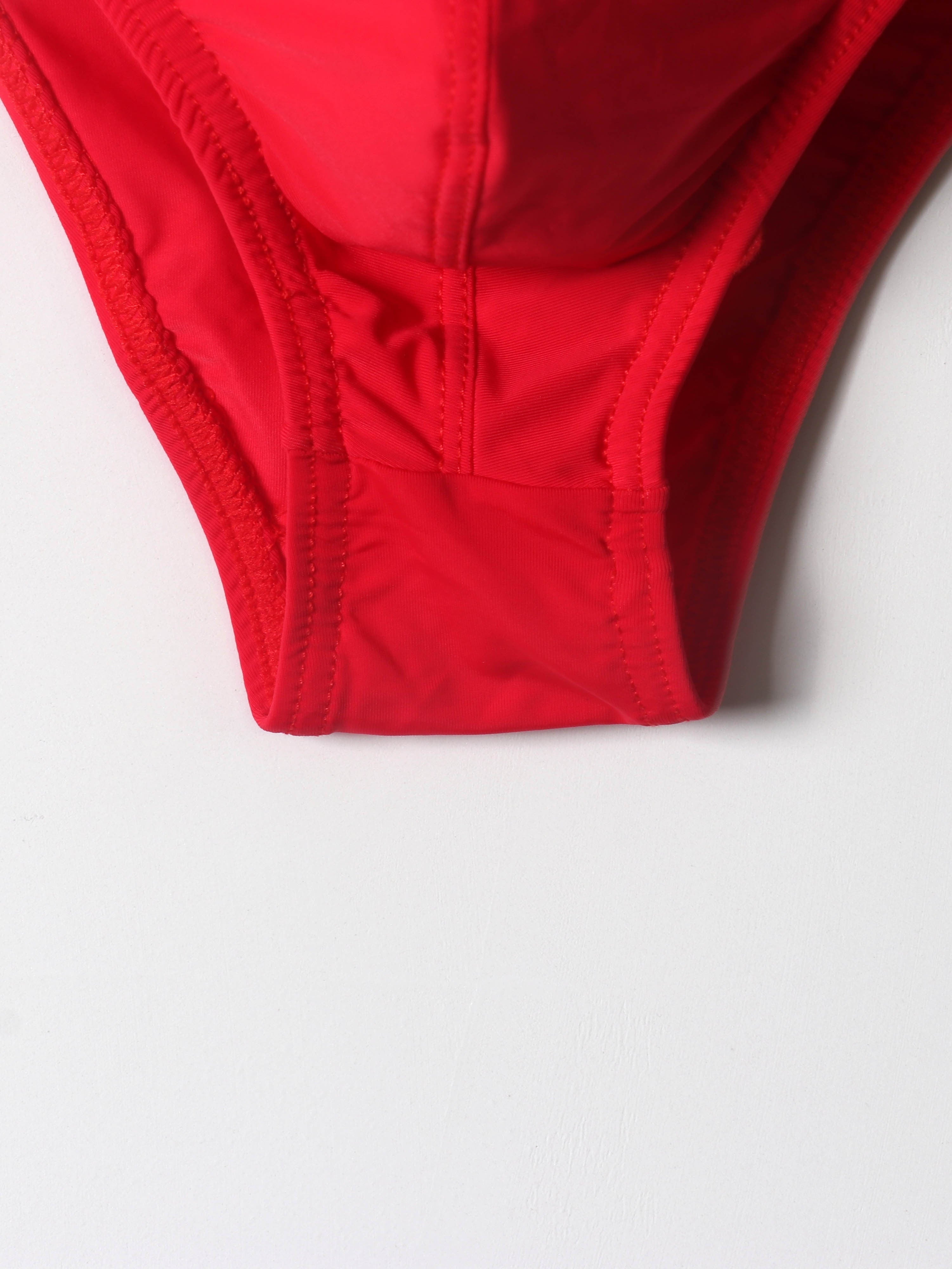 Men's Low-Rise Breathable Triangle Underwear Solid Color Semi-Sheer U-Shaped Pouch