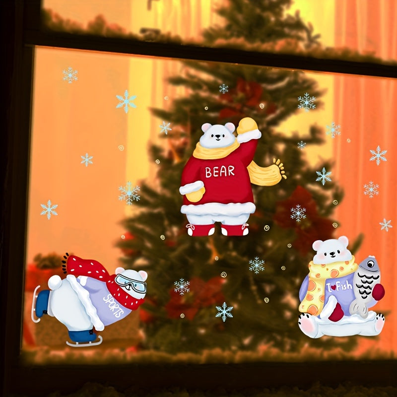 High-Gloss PVC Christmas Window Sticker Reindeer Snowman Glitter Decor