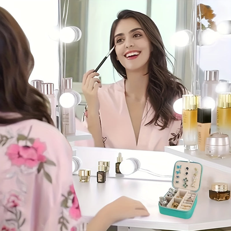 Mini Jewelry Organizer Box with Zipper for Travel Storage of Earrings and Necklaces