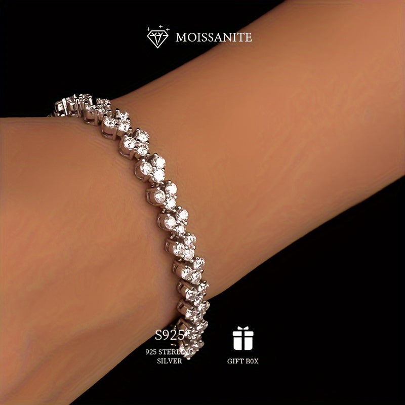 Sterling Silver Moissanite Starry Cluster Bracelet 0.1ct Engagement Wedding Jewelry