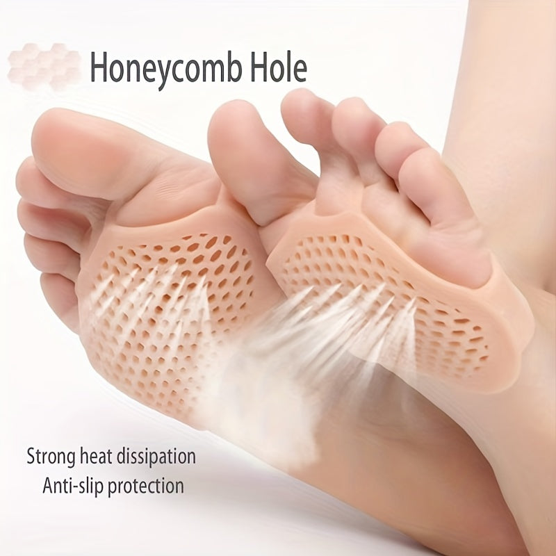 Women's Silicone Forefoot Cushions Shock-Absorbing Insole with Toe Protector