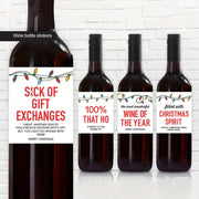 4 ta yuqori sifatli Rojdestvo vino shishasi stikerlari to'plami - 9.91x11.94sm bayram bezaklari, ta'til partiyalari va sovg'a qadoqlash uchun mukammal, o'yinchoq Naughty List dizaynlari bilan.