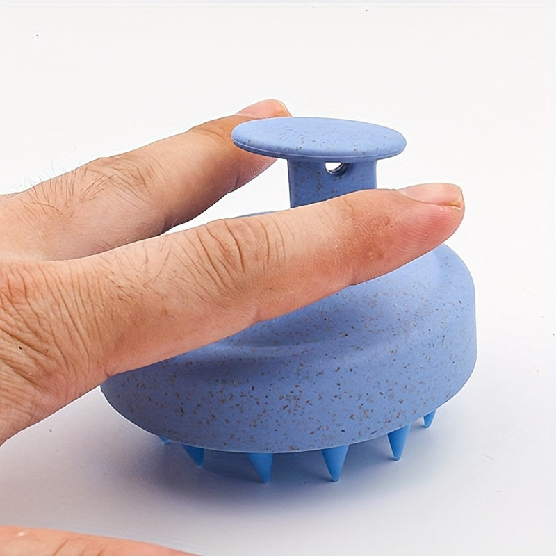 Unisex Wheat Straw Silicone Shampoo Brush Scalp Massager Hair Cleaner