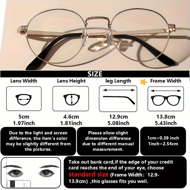 Men's Metal Oval Glasses with Clear Lenses