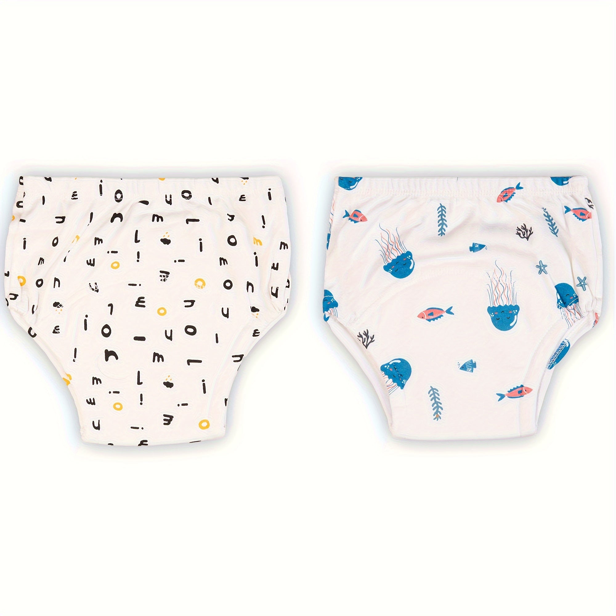 Girls Potty Training Pants Reusable Cloth Diapers with Cartoon Prints Pink White 2 Pairs