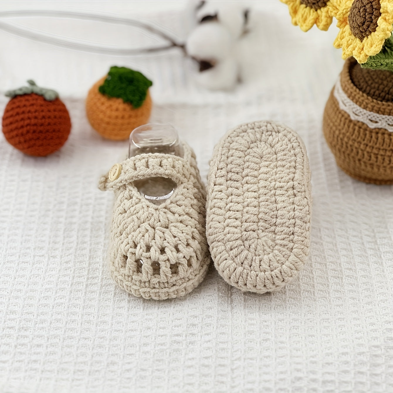 Crochet Baby Shoes Slip-On Booties for Infants and Toddlers All-Season Soft Fabric