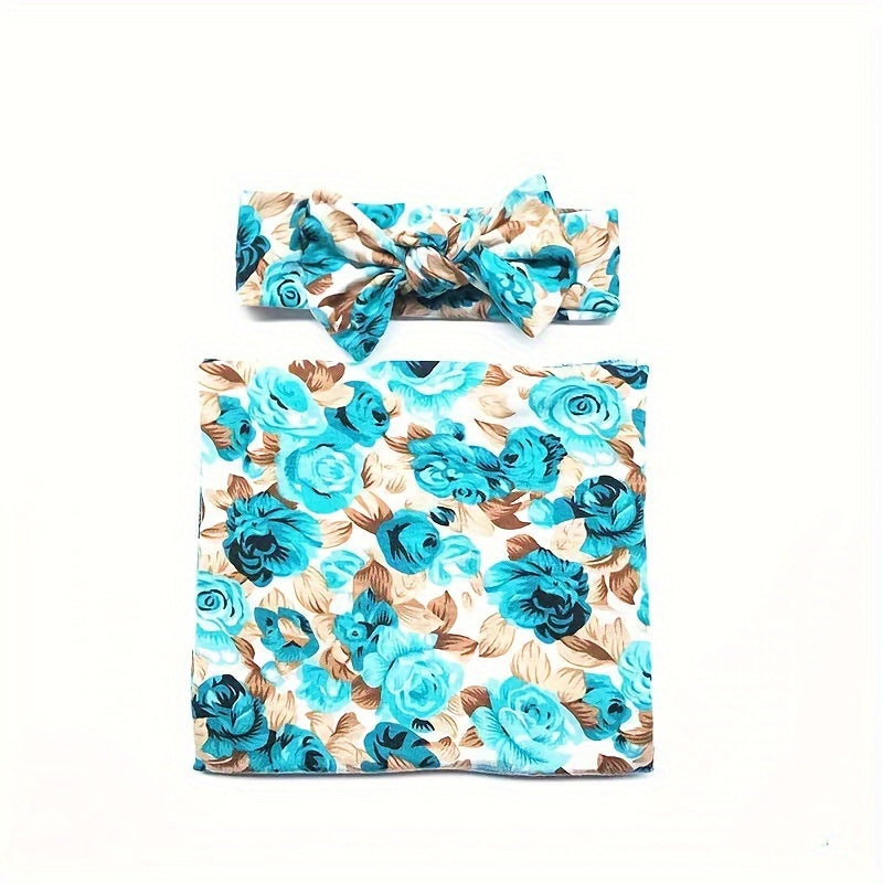 Set of 2 Soft Cozy Baby Hair Accessories and Swaddle Blankets for Kids