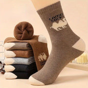 Men's Winter Animal Pattern Socks 5-Pack Thick Knit Polyester Warm Plush Terry