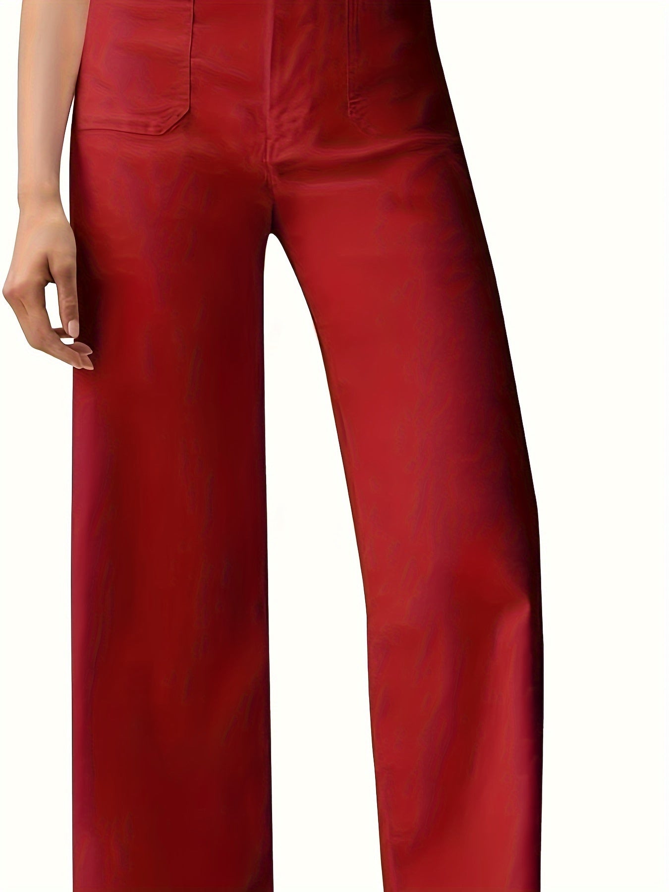 Women's Casual Straight Leg Jeans High Stretch Denim Solid Color All-Season Woven Pants