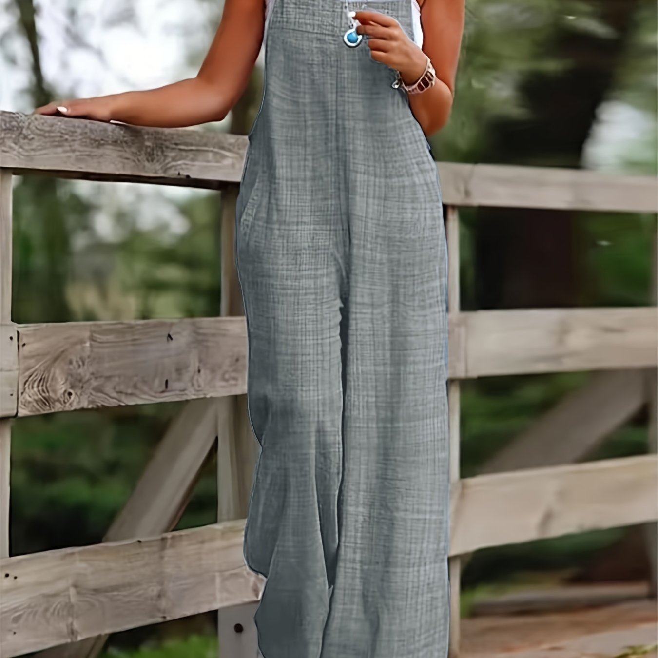 Women's Green Polyester Jumpsuit with Wide Legs Pockets All-Season Casual