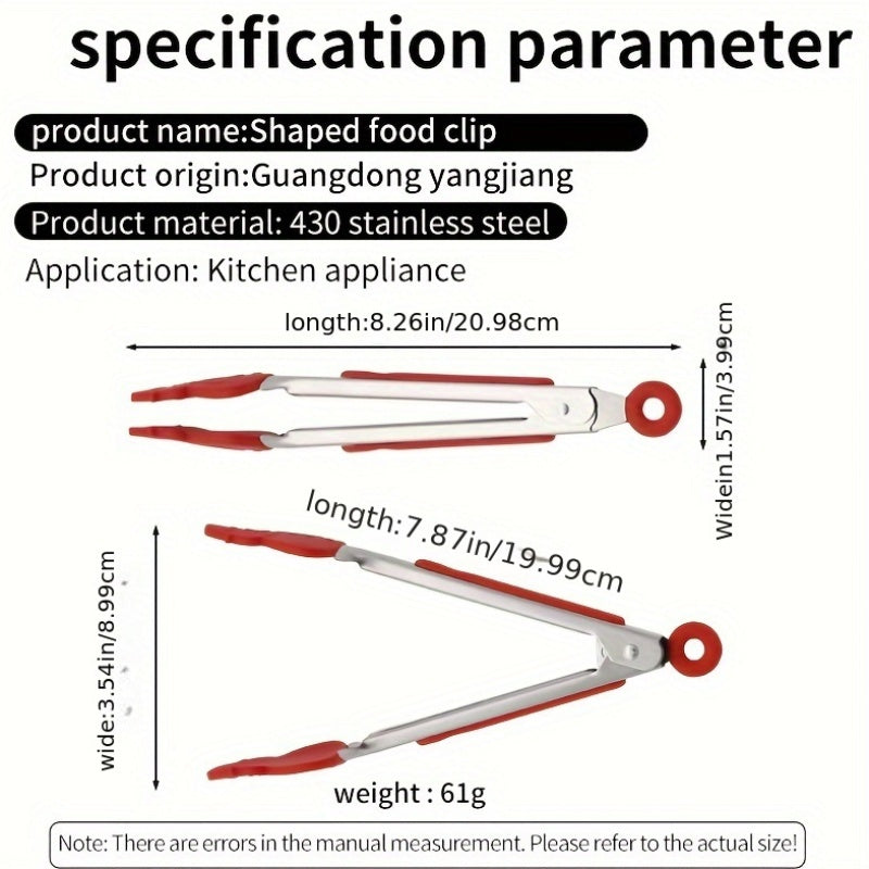 Clip de silicona y acero inoxidable para alimentos, resistente a altas temperaturas, duradero para barbacoa y horneado