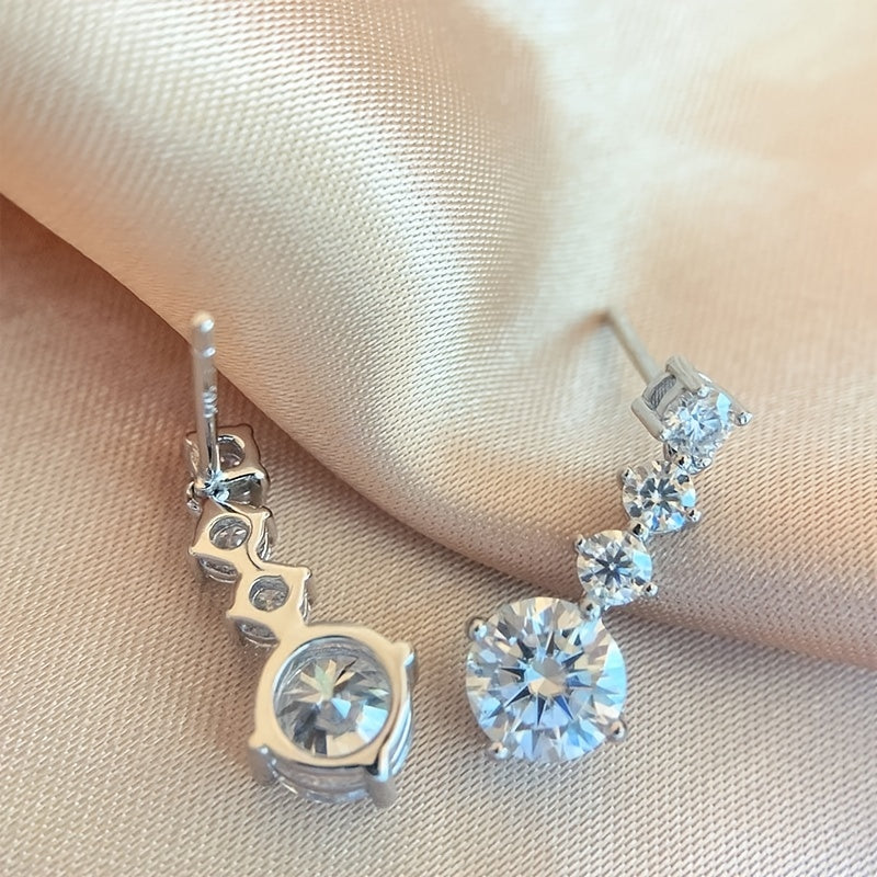 Серебряные серьги с моиссанитом 2,6 карата для женщин