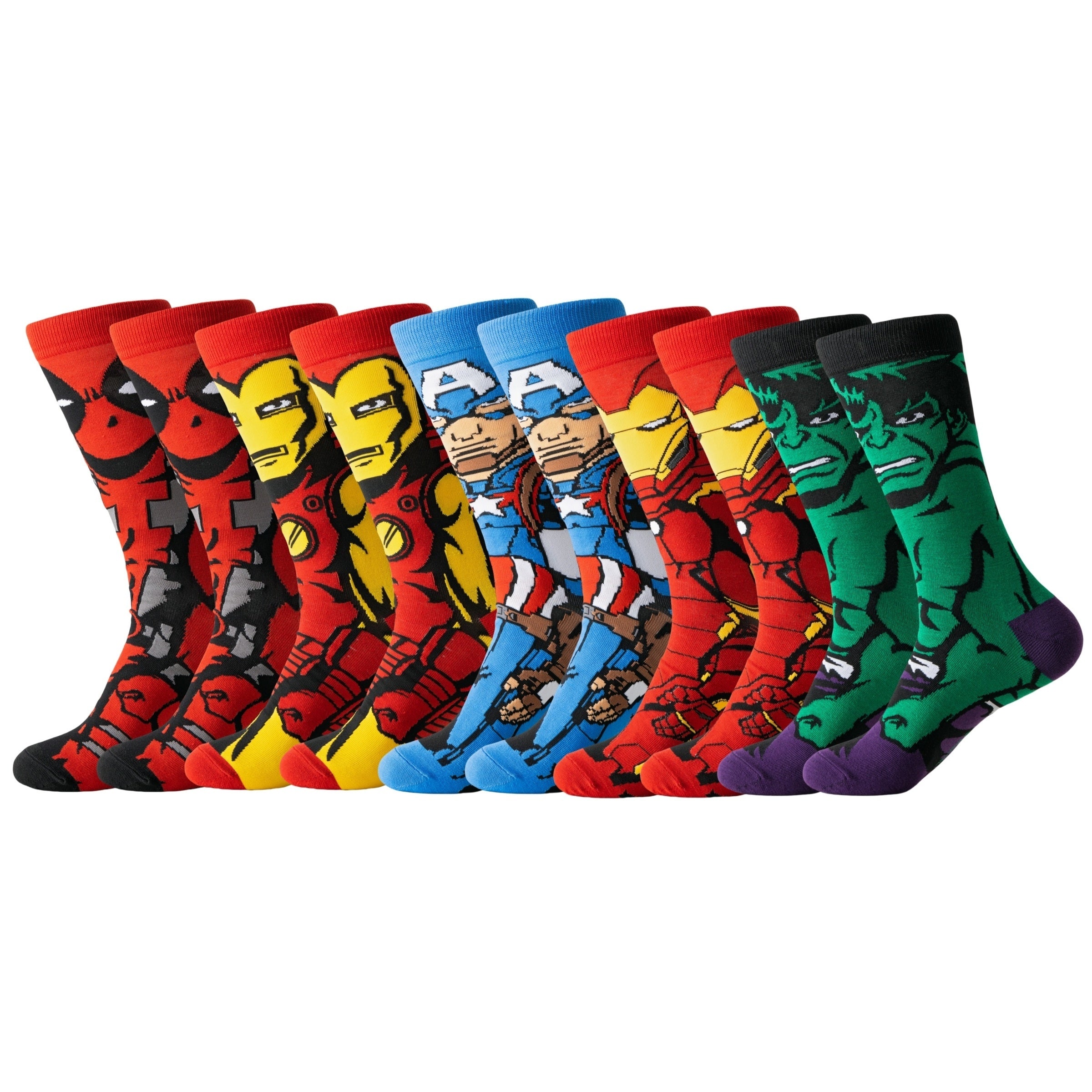 Men's Cartoon Crew Socks 97.8% Polyester 2.2% Spandex Breathable Knit Casual Outdoor