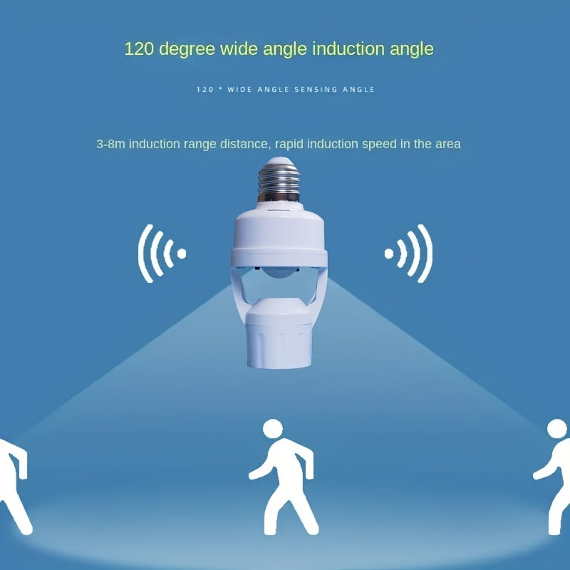 E27 Motion Sensor Light Bulb Holder Indoor Hardwired AC 85-265V No Battery