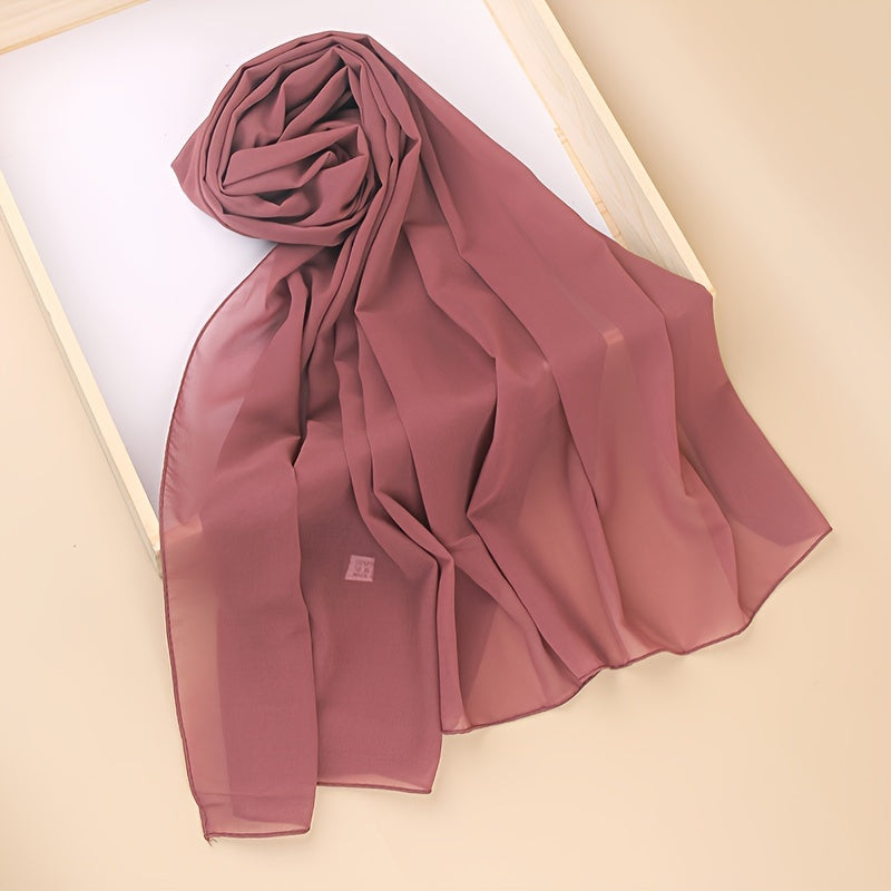 Ayollar uchun marvaridli hashamatli toʻliq rangli chiffon hijab turban sharf