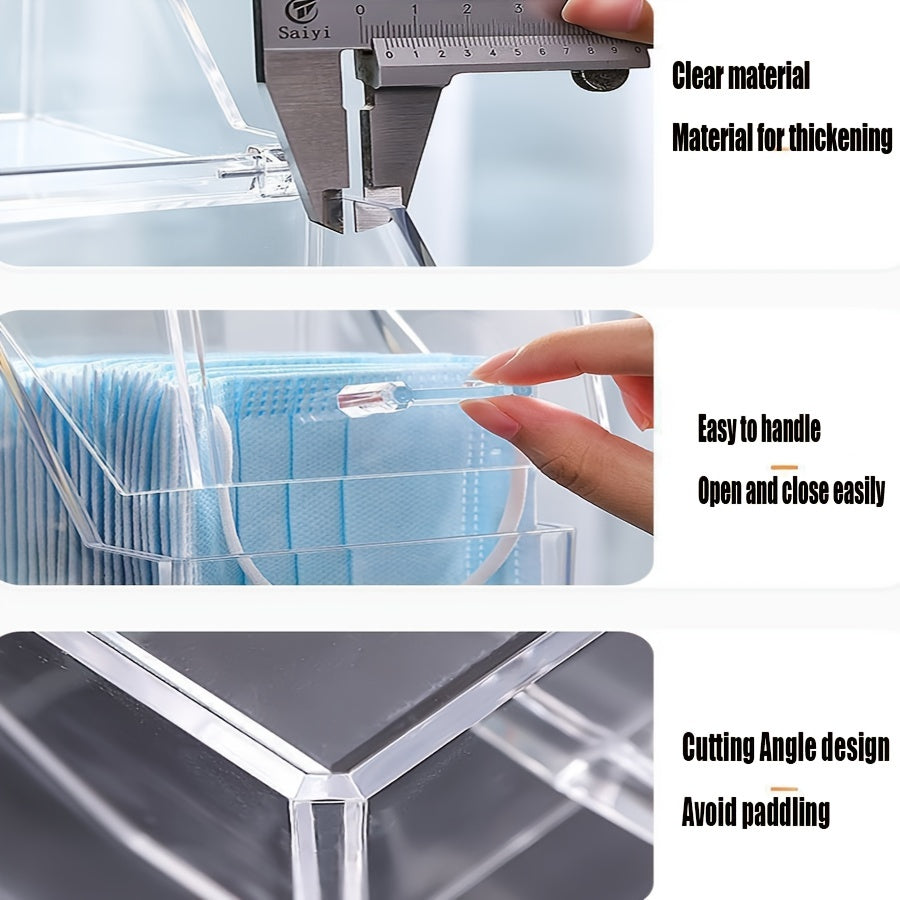 Caja de almacenamiento para mascarillas a prueba de polvo con tapa para uso doméstico