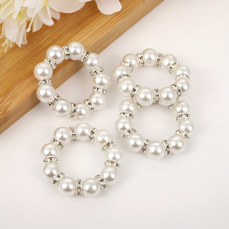 12 Elegant Beaded Pearl Napkin Rings for Weddings and Home Decor