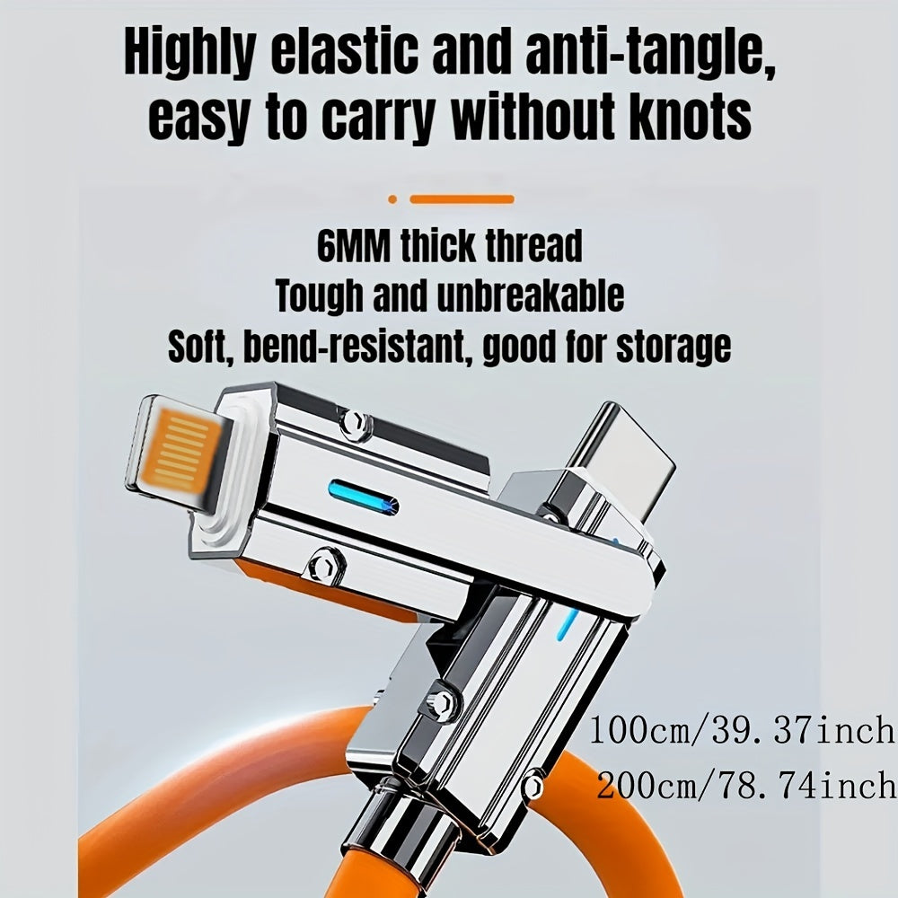 4-in-1 Data Cable for iPhone, Samsung, Honor, Xiaomi Fast Charging 100W