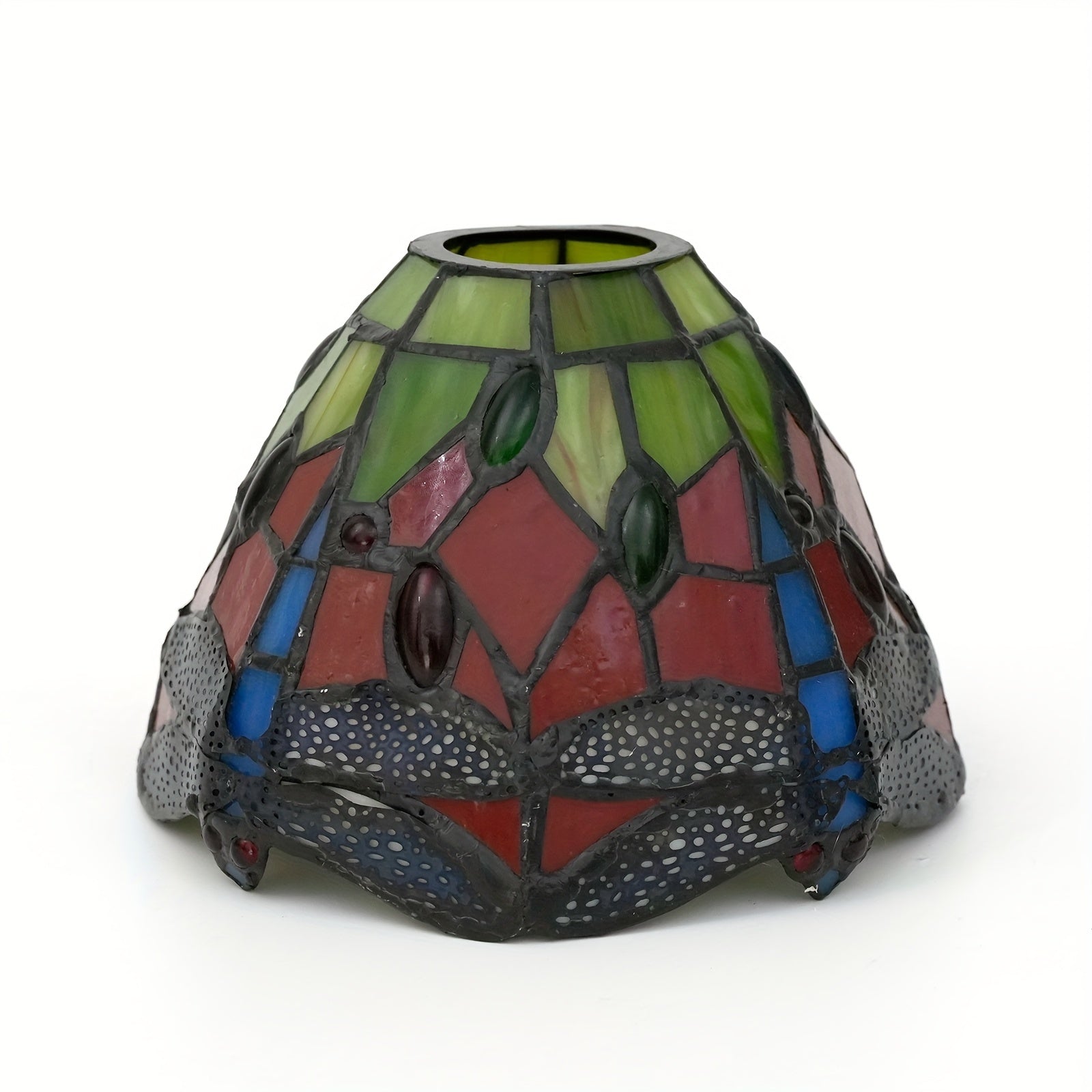 6-Inch Leaf Pattern Handcrafted Stained Glass Lampshade for Pendant and Wall Lighting