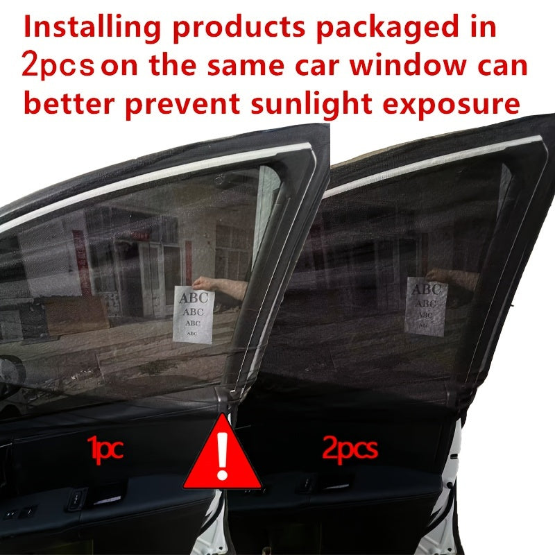 2Pcs Car Window Mosquito Nets Sunshade Ventilation UV Heat Protection