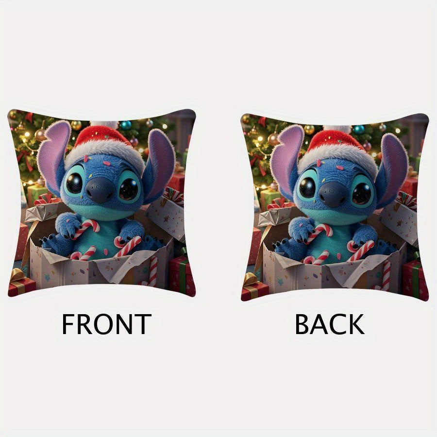Set of 2 Christmas Stitch Throw Pillow Covers Cushion Cases for Couch and Home Decor