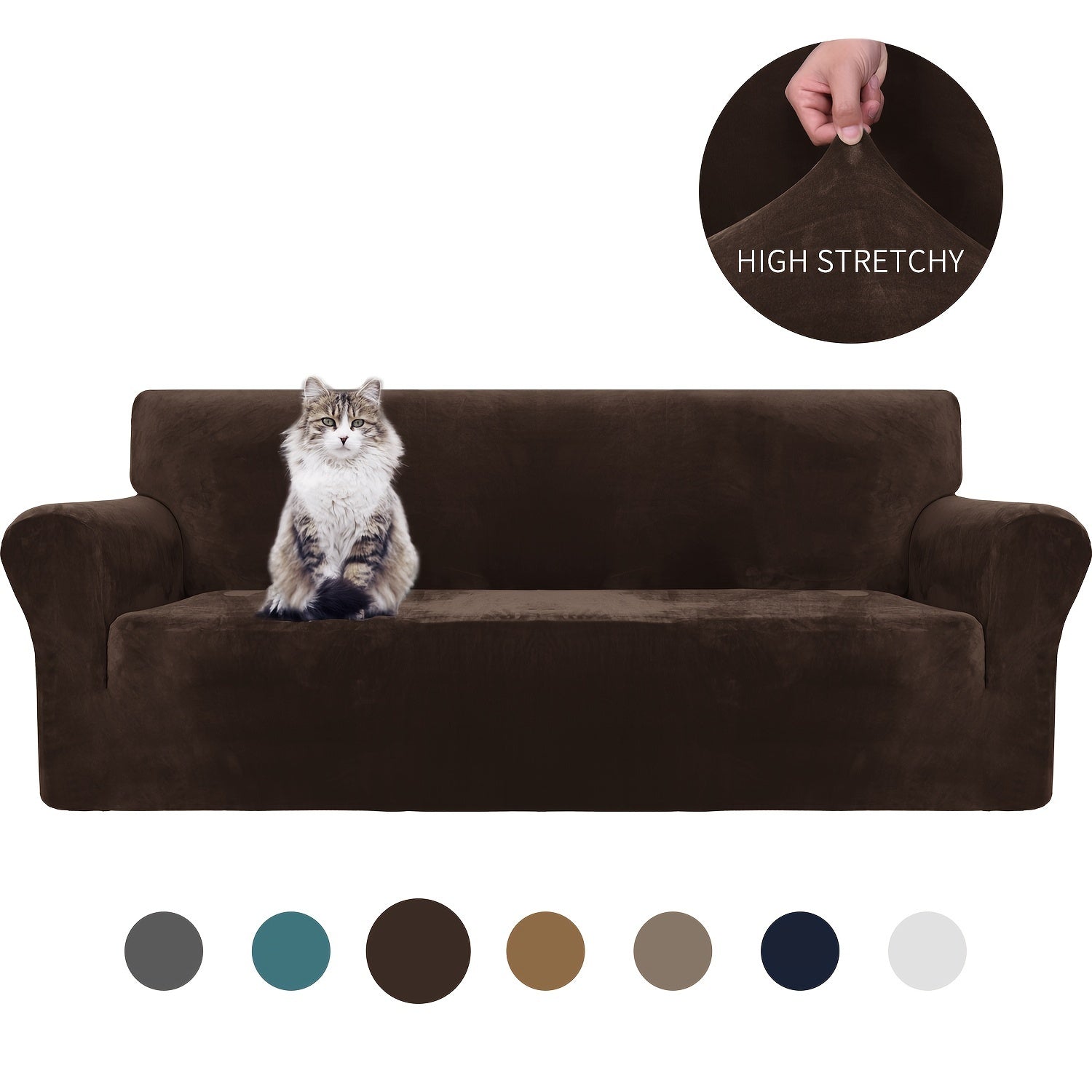Velvet Sofa Cover Elastic Bottom All Seasons Pet Scratch Protection