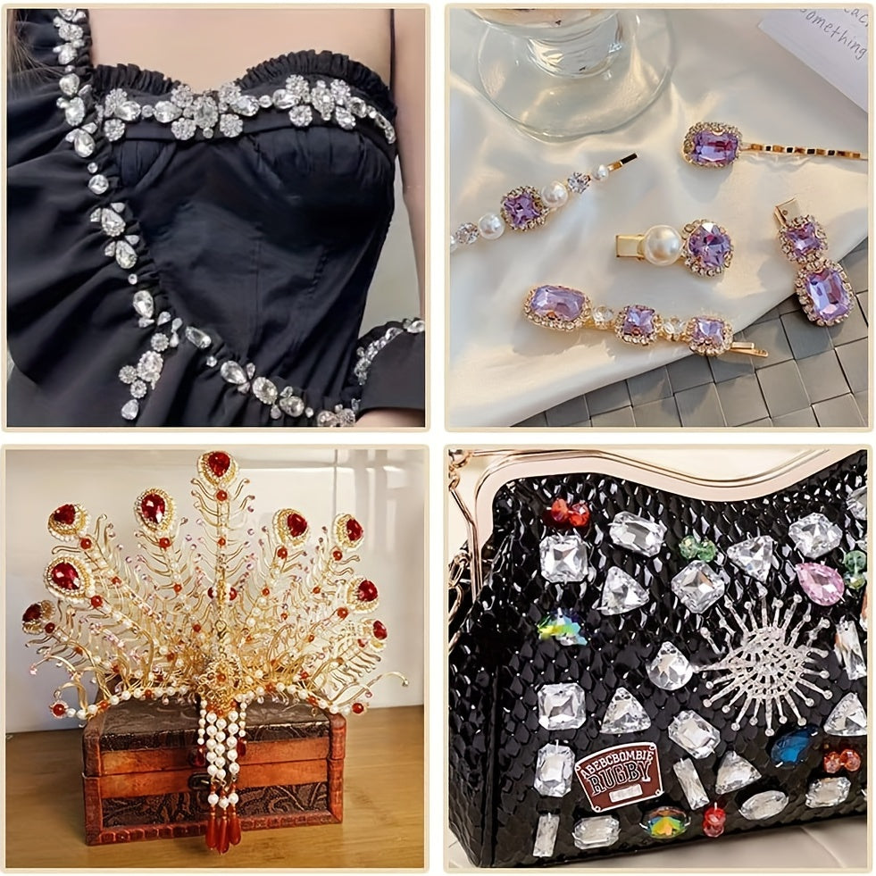 30 Pieces Tear Drop Acrylic Rhinestone Metal Embellishments for DIY Crafts Wedding Dress Accessories