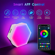 Juego de 10 luces de pared LED hexagonales con control remoto, paneles inteligentes activados por sonido
