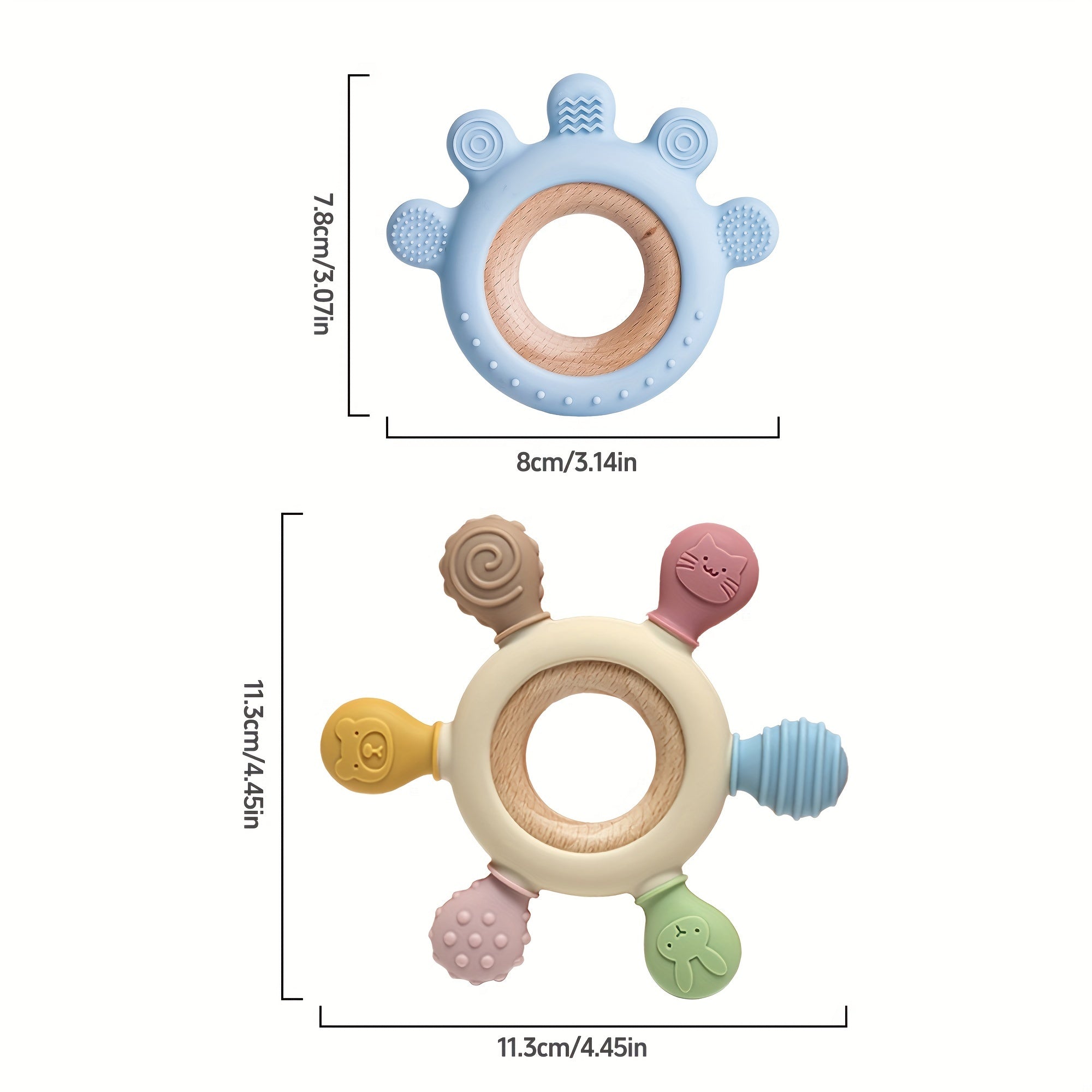 TYRY.HU Игрушка для прорезывания зубов для детей - силиконовый руль без BPA с деревянным кольцом, отличный подарок для младенцев и малышей, идеально подходит для праздничных мероприятий и детских душей, от TYRY.HU